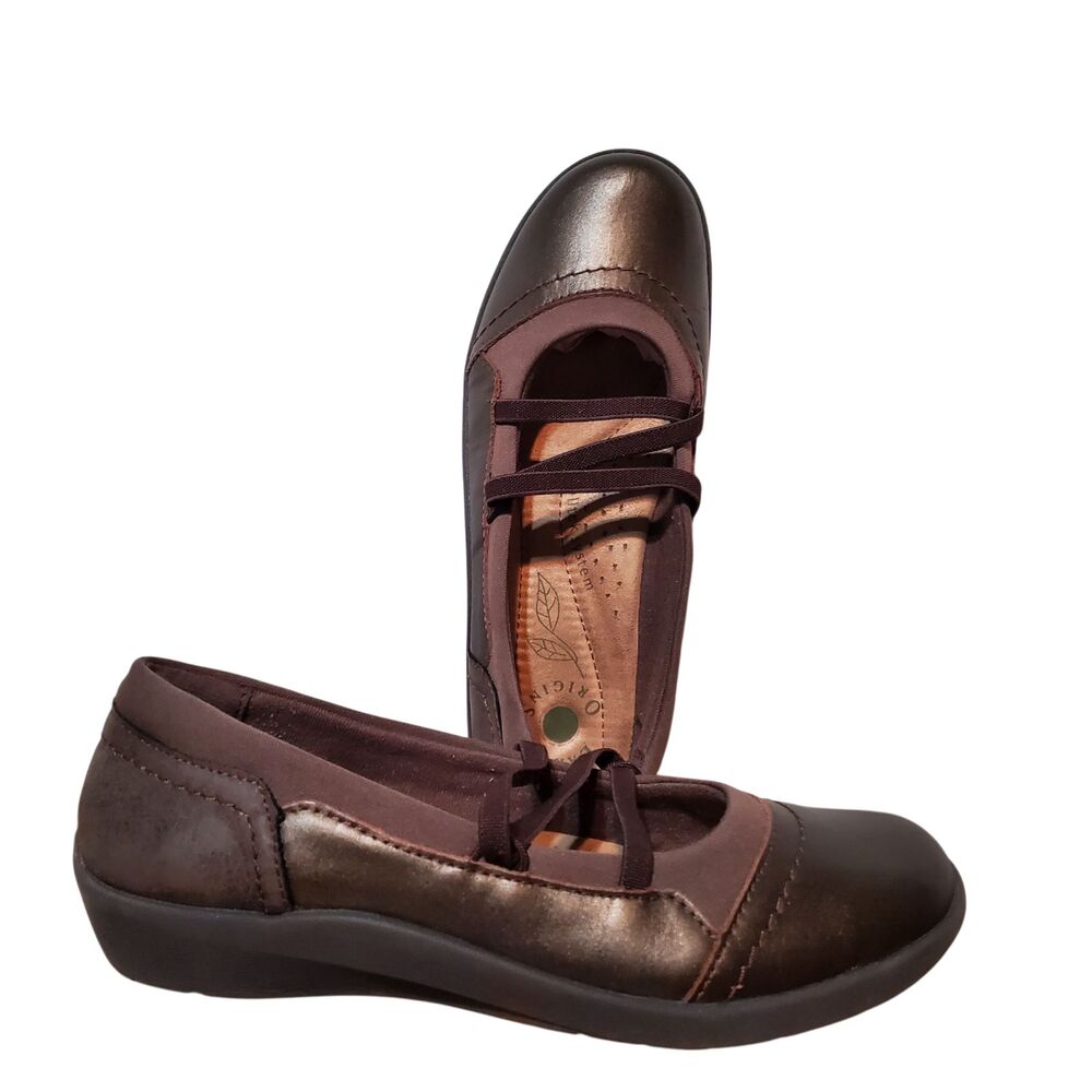 Earth Origins Leslie Mary Jane Ballet Flats Women's Size 7.5M Brown Leather